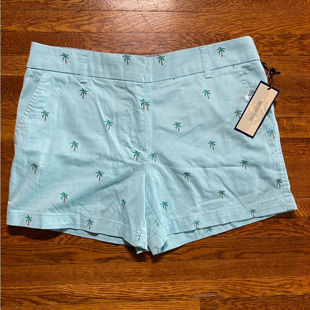 NWT British Khakis Blue Shorts with Teal Palm Tree Print Size 6